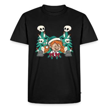 Evil Christmas Elf Zombie Holiday Horror - T-shirt Premium bio Homme - noir - Devant - Nico (187cm)