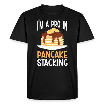 Pancake Stacker Petit déjeuner Pancake Day Large - T-shirt Premium bio Homme - noir - Devant - Nico (187cm)