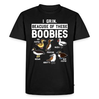 Drôle de collection d’oiseaux de mer en fous de Bassan - T-shirt Premium bio Homme - noir - Devant - Nico (187cm)