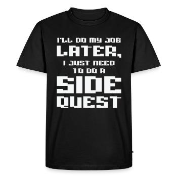 Procrastinating Panda Lover Side Quest Panda - Men's Premium Organic T-Shirt - black - Front - Nico (187cm)