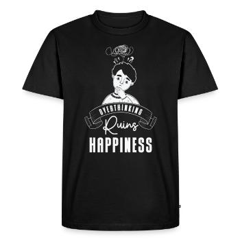 Trop penser Art Fan Bonheur Ligne Art Peur - T-shirt Premium bio Homme - noir - Devant - Nico (187cm)