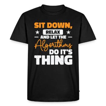 Algorithme informatique Programmeur Artificiel - T-shirt Premium bio Homme - noir - Devant - Nico (187cm)