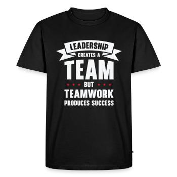 Chef de la direction Travail d’équipe Réussite Travail de bureau Famille - T-shirt Premium bio Homme - noir - Devant - Nico (187cm)