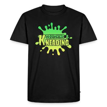 Presser et pétrir le logo Splat - T-shirt Premium bio Homme - noir - Devant - Nico (187cm)