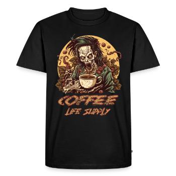 Coffee is my elixir of life - Men's Premium Organic T-Shirt - black - Front - Nico (187cm)
