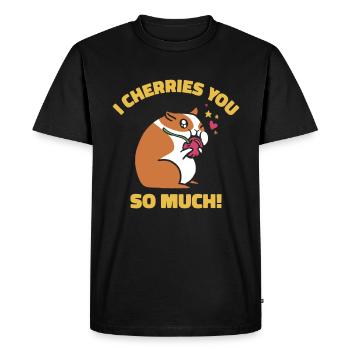 Mignon animal hamster cerise nourriture pour animaux de compagnie - T-shirt Premium bio Homme - noir - Devant - Nico (187cm)
