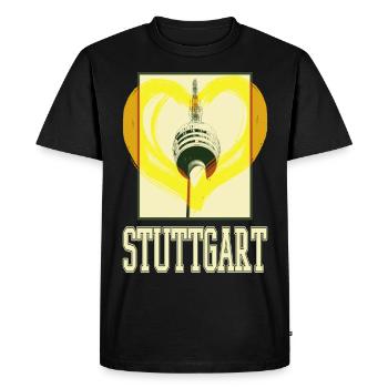 Stuttgart Allemagne Ville Skyline Heart Love - T-shirt Premium bio Homme - noir - Devant - Nico (187cm)