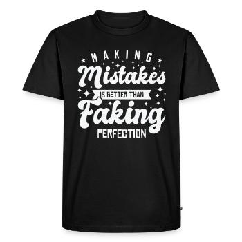 Erreur Sagesse Citations Imperfection Vie - T-shirt Premium bio Homme - noir - Devant - Nico (187cm)