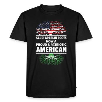 Né Arabie Saoudite Arabie Saoudite Américain - T-shirt Premium bio Homme - noir - Devant - Nico (187cm)