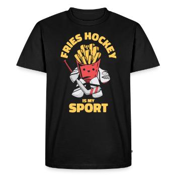 Ice Hockey Sporty Playing Fries Lover - Men's Premium Organic T-Shirt - black - Front - Nico (187cm)