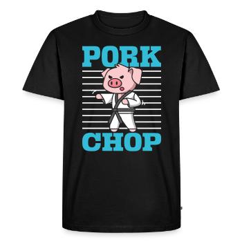 Karaté Cochon Porc Schnitzel Taekwondo Judo - T-shirt Premium bio Homme - noir - Devant - Nico (187cm)