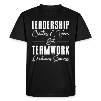 Chef de la direction Travail d’équipe Réussite Travail de bureau Famille - T-shirt Premium bio Homme - noir - Devant - Nico (187cm)