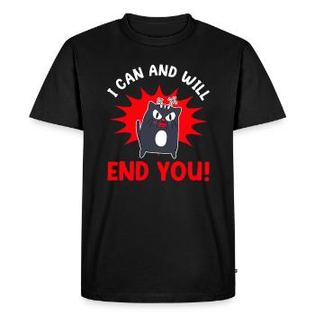 Angry Mean Cat Pet Owner Cute Feline Pet Kitten - Men's Premium Organic T-Shirt - black - Front - Nico (187cm)