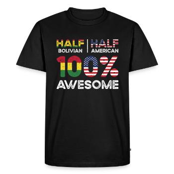 La moitié des Boliviens Boliviens Américains USA - T-shirt Premium bio Homme - noir - Devant - Nico (187cm)
