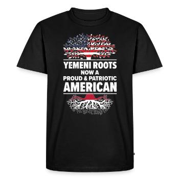 Né yéménite Yémen États-Unis - T-shirt Premium bio Homme - noir - Devant - Nico (187cm)