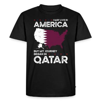 Born Qatari Qatar American USA Citizenship - Men's Premium Organic T-Shirt - black - Front - Nico (187cm)