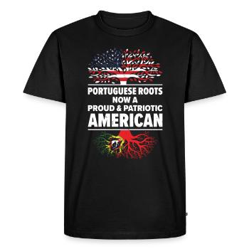 Né portugais Portugal États-Unis - T-shirt Premium bio Homme - noir - Devant - Nico (187cm)