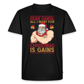 Cher Père Noël Entraînement au gymnase de Noël - T-shirt Premium bio Homme - noir - Devant - Nico (187cm)