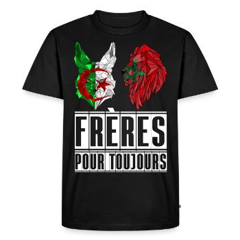 Algériens Marocains frères pour toujours - T-shirt Premium bio Homme - noir - Devant - Nico (187cm)