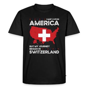 Lieu de naissance : Suisse, Suisse, Américain, États-Unis - T-shirt Premium bio Homme - noir - Devant - Nico (187cm)