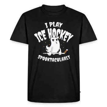 Ice Hockey Sports Halloween Season Ghost Player - Men's Premium Organic T-Shirt - black - Front - Nico (187cm)