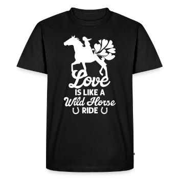 Saint-Valentin Equitation Love Horse Silhouette - T-shirt Premium bio Homme - noir - Devant - Nico (187cm)