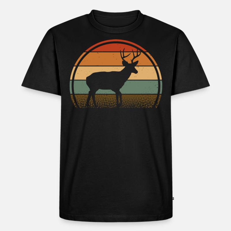 Hirsch - Männer Premium Bio T-Shirt - Schwarz