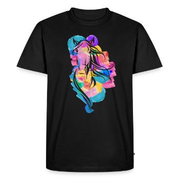 Cheval coloré Wpap Art Pop Art géométrique - T-shirt Premium bio Homme - noir - Devant - Nico (187cm)