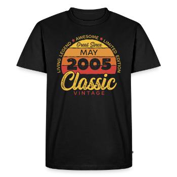 Title for Listing: Retro 18 Years May 2005 - Men's Premium Organic T-Shirt - black - Front - Nico (187cm)