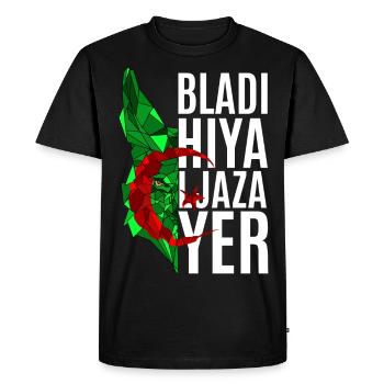 Bladi hiya ljazayer fennec en polygone - T-shirt Premium bio Homme - noir - Devant - Nico (187cm)