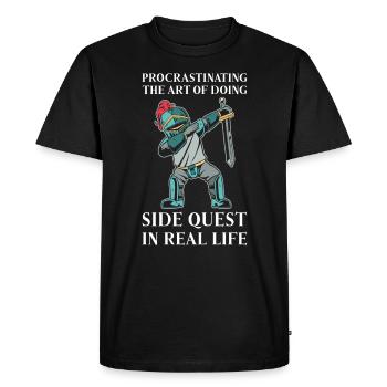 Procrastinating Fantasy Knight Side Quest Work - Men's Premium Organic T-Shirt - black - Front - Nico (187cm)