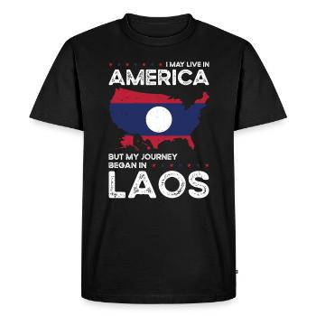 Né Laotien Laos États-Unis - T-shirt Premium bio Homme - noir - Devant - Nico (187cm)