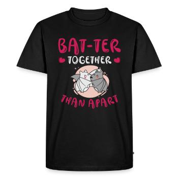 Câlin de la Saint-Valentin Paire de chauves-souris mignonnes - T-shirt Premium bio Homme - noir - Devant - Nico (187cm)