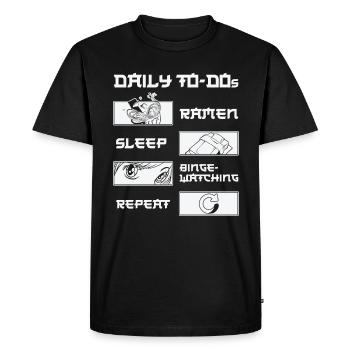 Movie Fan Daily Binge Watcher Ramen Lover - Men's Premium Organic T-Shirt - black - Front - Nico (187cm)
