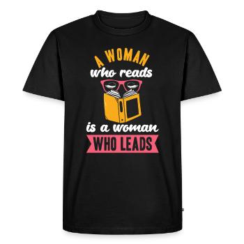 Journée internationale de la femme Livre Reading Woman Power - T-shirt Premium bio Homme - noir - Devant - Nico (187cm)