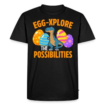 T-rex de Pâques Dinosaure Lapin de Pâques - T-shirt Premium bio Homme - noir - Devant - Nico (187cm)