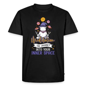 Space Mushroom Meditating Solar System Science Fan - Men's Premium Organic T-Shirt - black - Front - Nico (187cm)