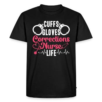 Infirmière infirmière en prison - T-shirt Premium bio Homme - noir - Devant - Nico (187cm)