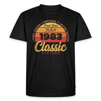 Retro 40 ans juillet 1983 anniversaire vintage bday - T-shirt Premium bio Homme - noir - Devant - Nico (187cm)