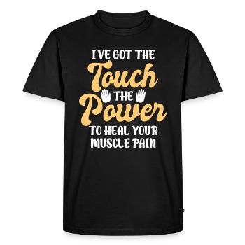 Massothérapeute thérapeute masseur agréé - T-shirt Premium bio Homme - noir - Devant - Nico (187cm)