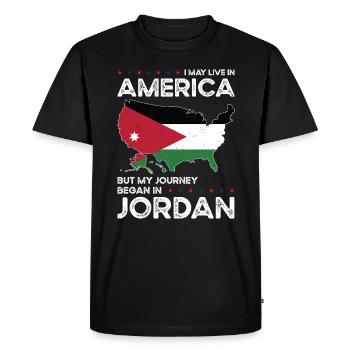 Né Jordanien Jordanien Américain USA USA - T-shirt Premium bio Homme - noir - Devant - Nico (187cm)
