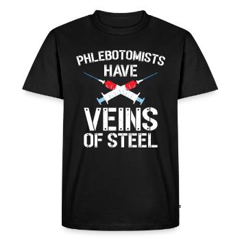 Phlébotomiste Phlébotomie Infirmière Tech - T-shirt Premium bio Homme - noir - Devant - Nico (187cm)
