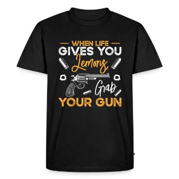 Guns Pistol Lover Gun Owner Shooting - Men's Premium Organic T-Shirt - black - Front - Nico (187cm)