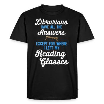 Librarian Bookworm Book Nerd Reading Library - Men's Premium Organic T-Shirt - black - Front - Nico (187cm)