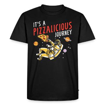 Space Pizza Lover Astronaut Fast Food Astronomy - Men's Premium Organic T-Shirt - black - Front - Nico (187cm)