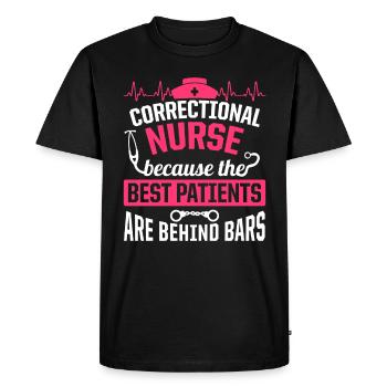 Infirmière infirmière correctionnelle - T-shirt Premium bio Homme - noir - Devant - Nico (187cm)