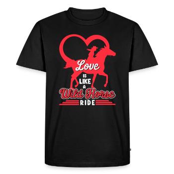 Saint-Valentin Equitation Love Horse Silhouette - T-shirt Premium bio Homme - noir - Devant - Nico (187cm)