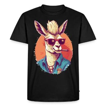 Lama No Drama Llama Animal Drôle Humour Drôle - T-shirt Premium bio Homme - noir - Devant - Nico (187cm)
