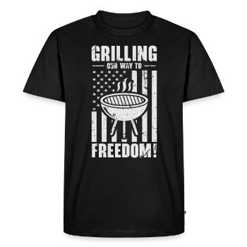 Barbecue de l’indépendance des États-Unis Drapeau américain - T-shirt Premium bio Homme - noir - Devant - Nico (187cm)