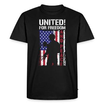 USA Independence Military Heroes Soldier Freedom - Men's Premium Organic T-Shirt - black - Front - Nico (187cm)